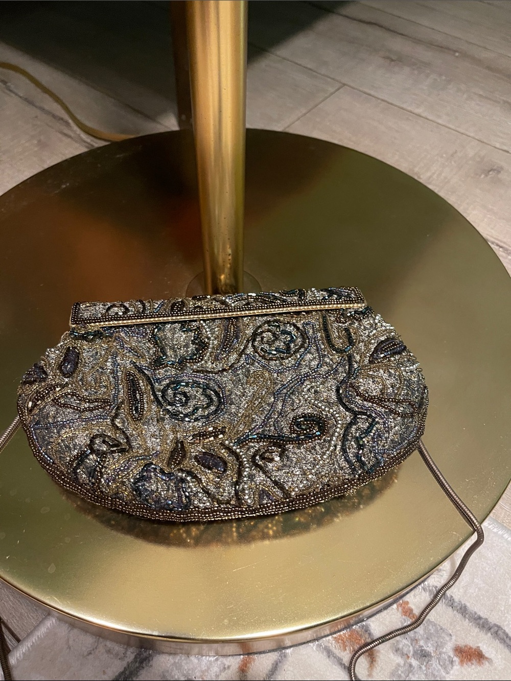 Carla Marchi Beaded Paisley Evening Clutch in Silver and Gold beautiful shoulder